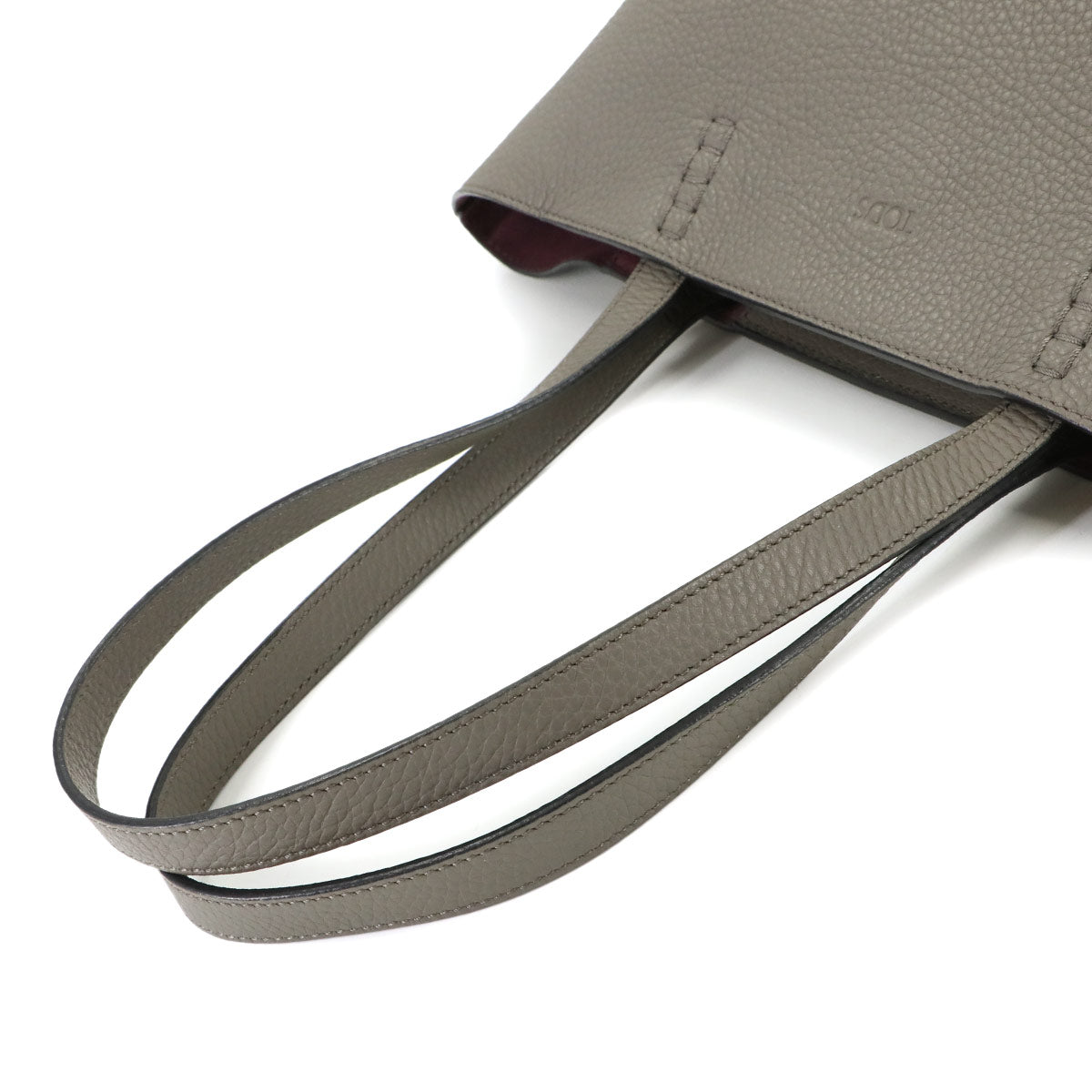 Wave Tote Bag Leather Gray Studs Tassel