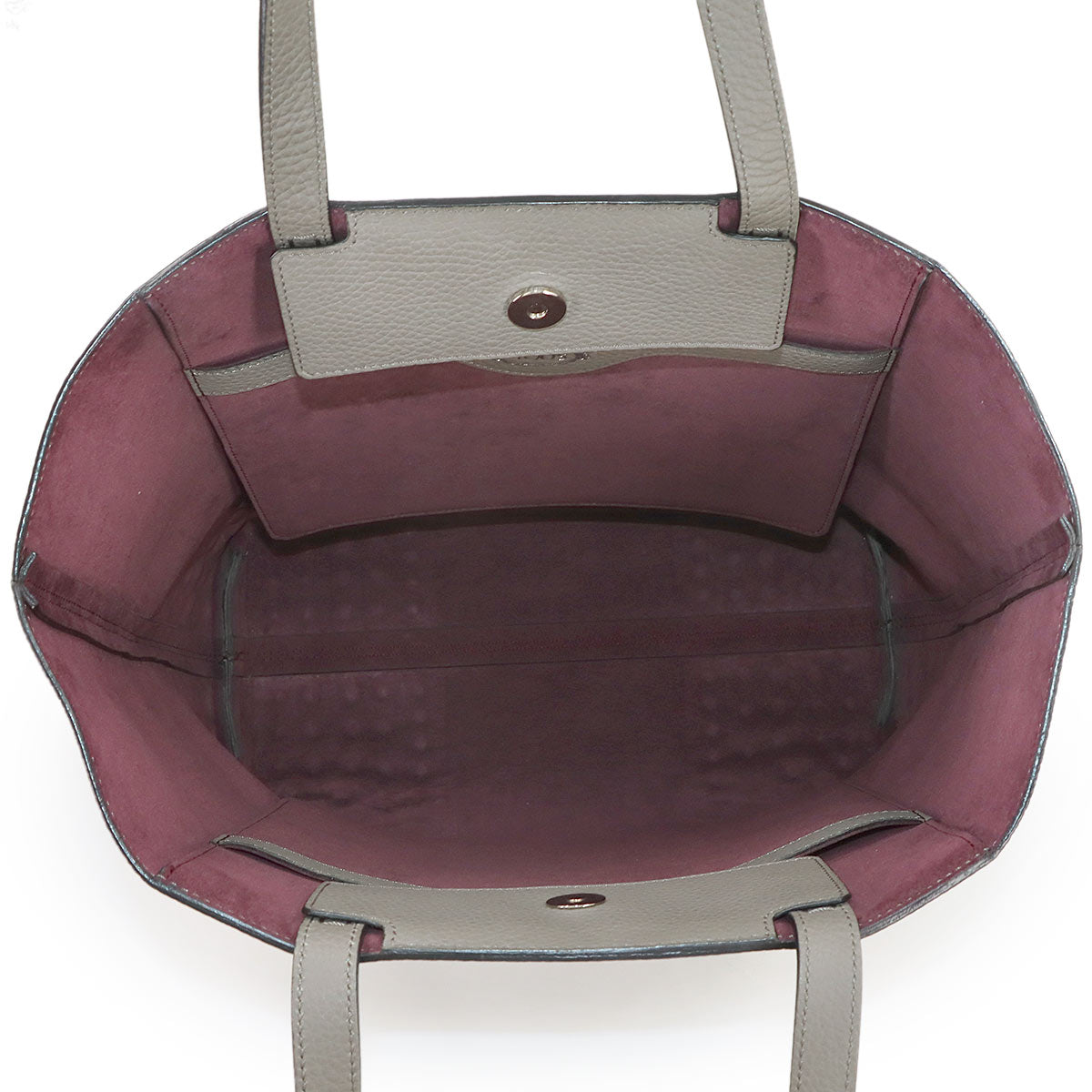 Wave Tote Bag Leather Gray Studs Tassel