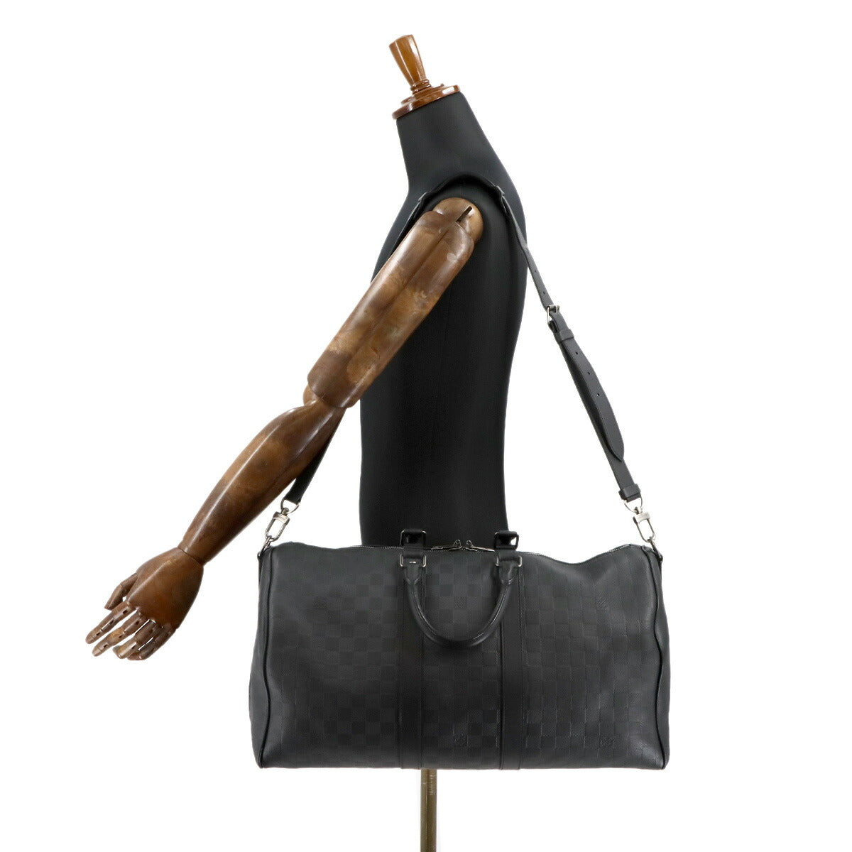 Damier Infini Keepall Bandouliere 45 Luggage Onyx N41145