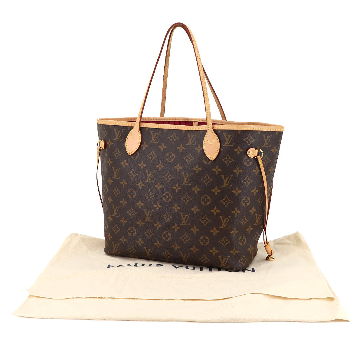 Monogram Neverfull MM Tote Bag Brown Pivoine M41178