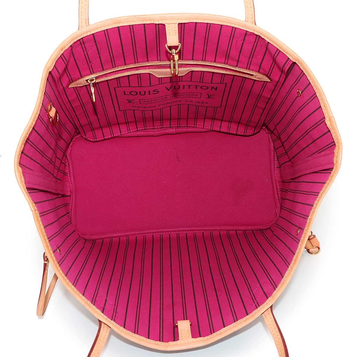 Monogram Neverfull MM Tote Bag Brown Pivoine M41178