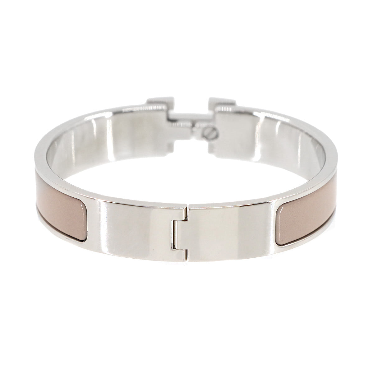 Clic H PM Bangle Bracelet Marron grace Beige Silver Accessory