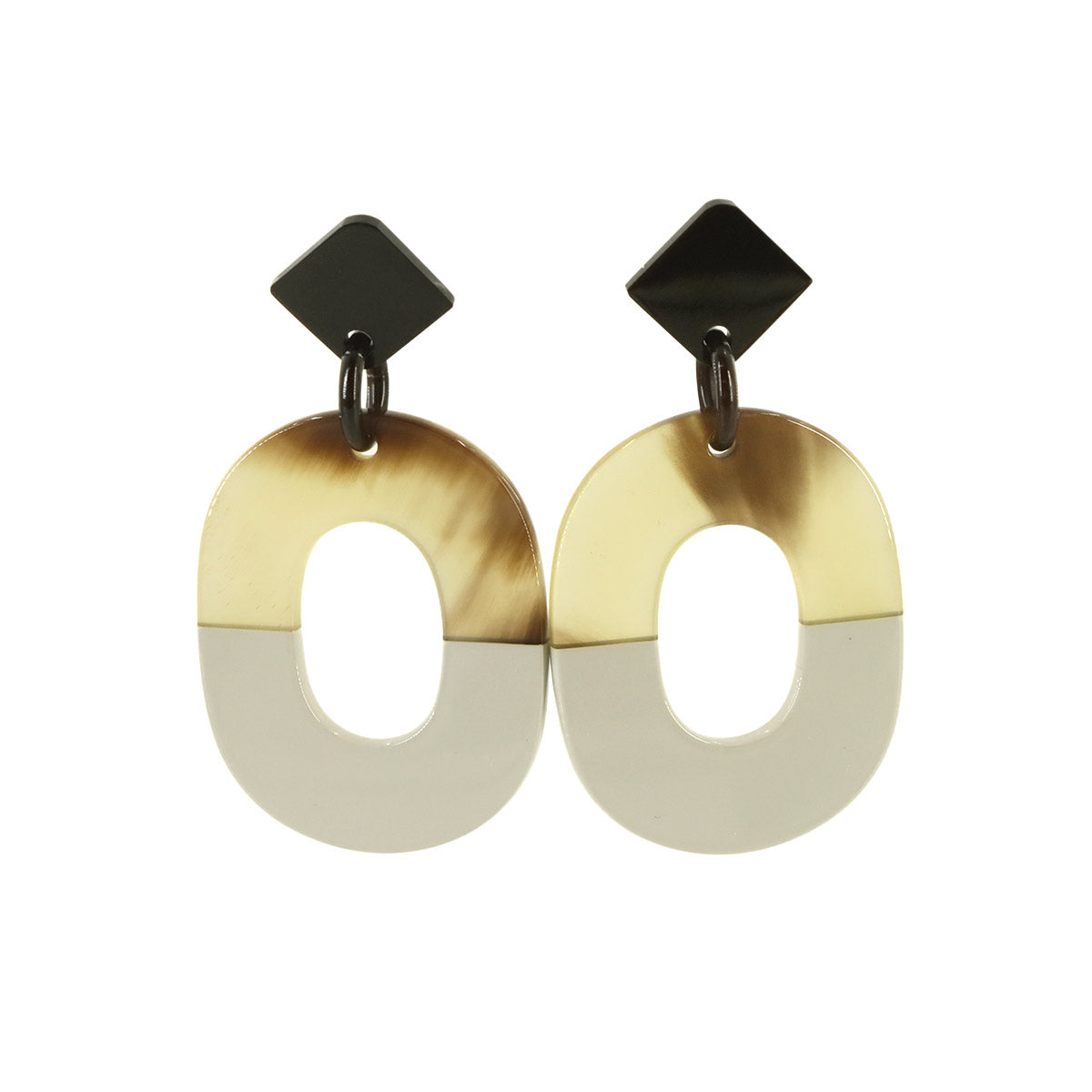 Isthme Ism Earrings Buffalo Horn Brown White