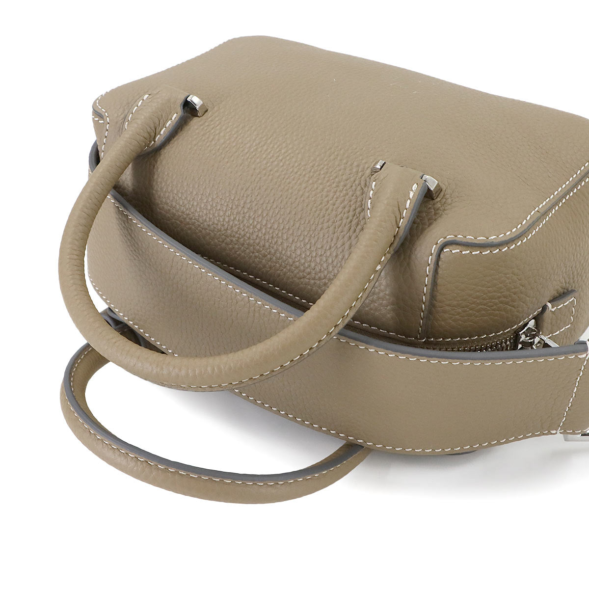 Cool Box Mini 2way Hand Shoulder Bag Leather Beige Purse