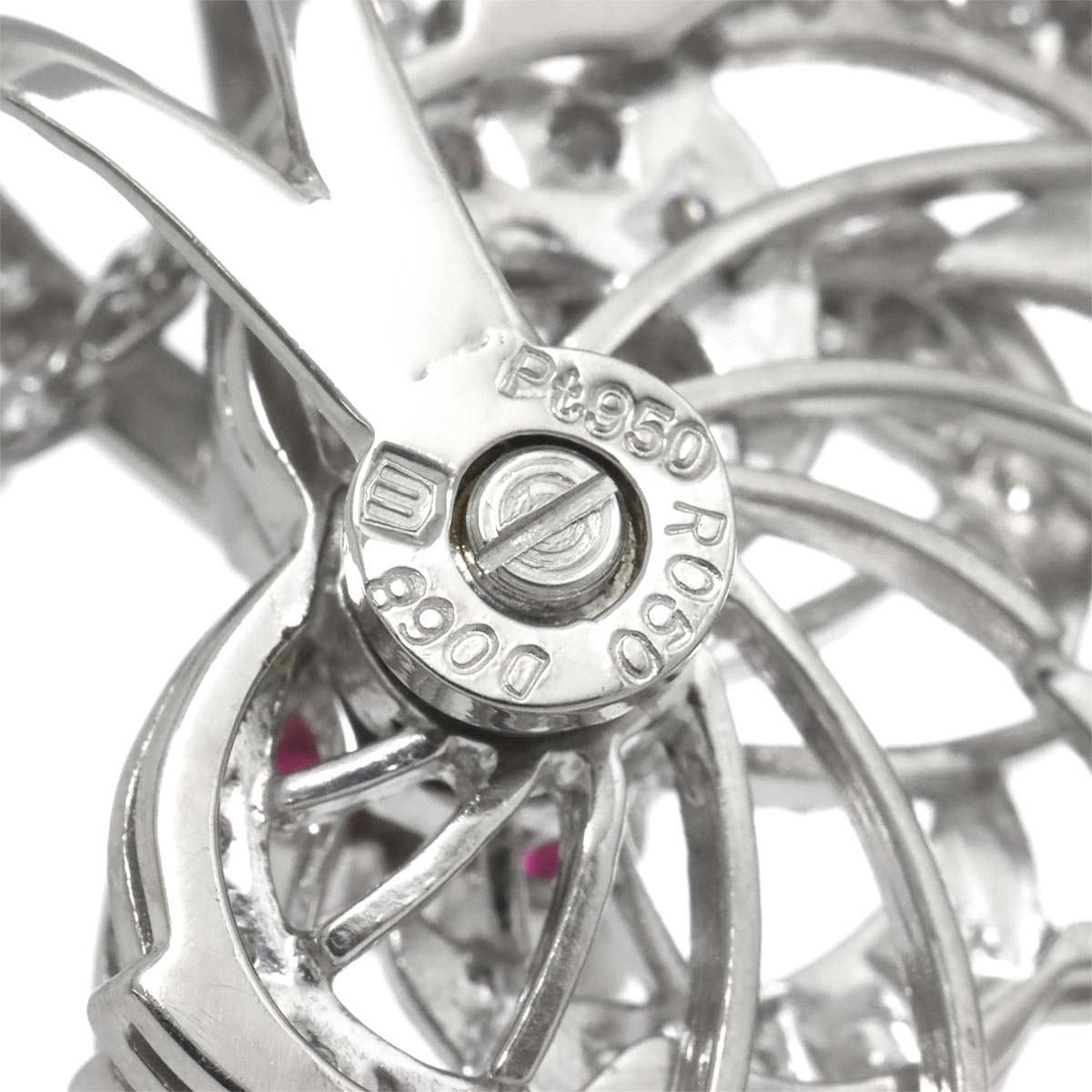 Diamond 0.68ct Ruby 0.50ct Necklace Pt