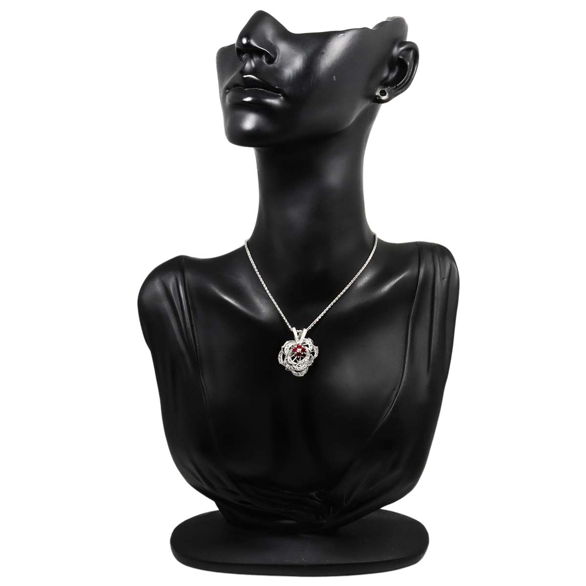 Diamond 0.68ct Ruby 0.50ct Necklace Pt