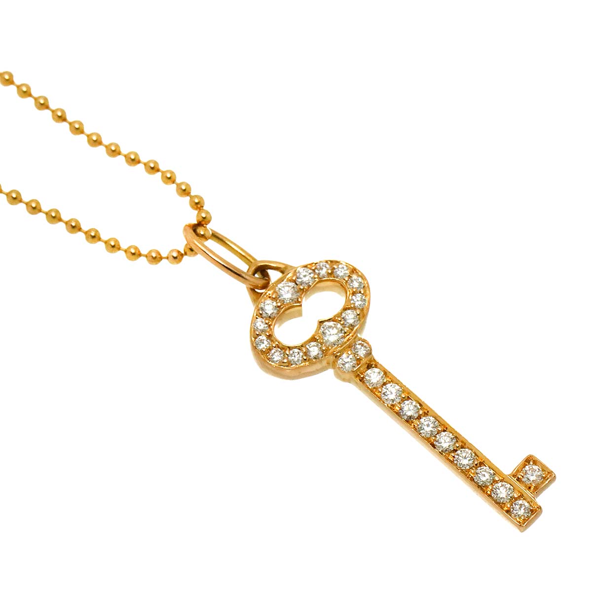 Oval key Diamond Necklace 18K PG 750