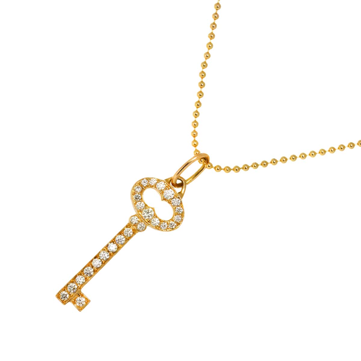 Oval key Diamond Necklace 18K PG 750