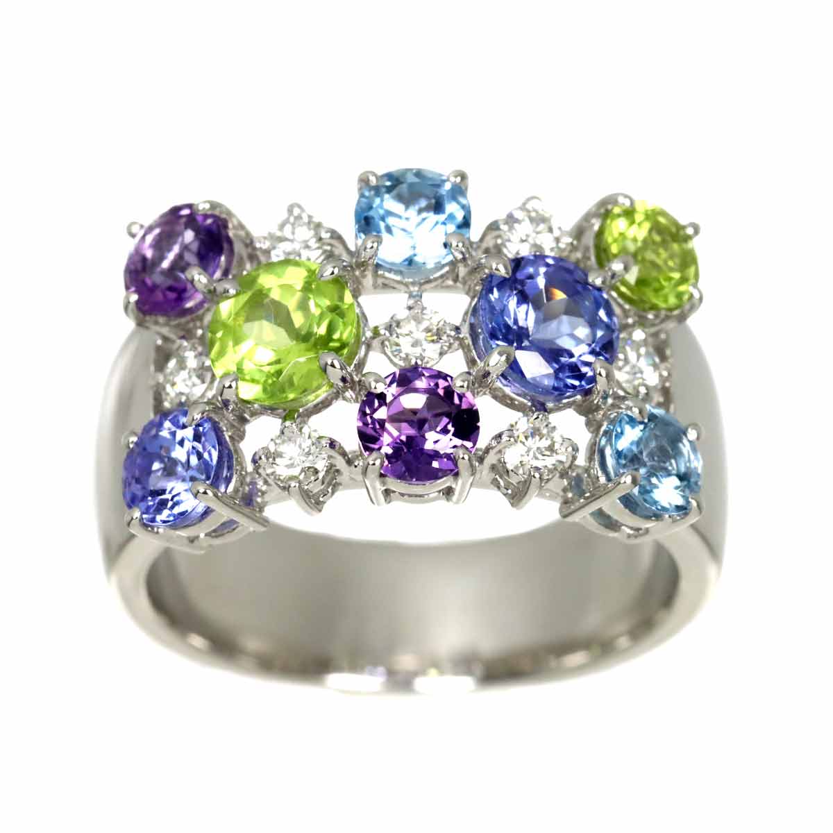 Multi Stone Diamond 0.29ct Ring 18K WG 750 Size6.75(US)