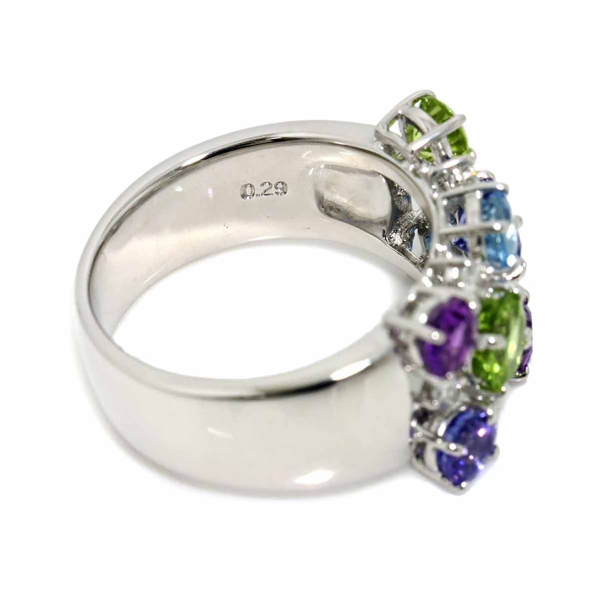 Multi Stone Diamond 0.29ct Ring 18K WG 750 Size6.75(US)