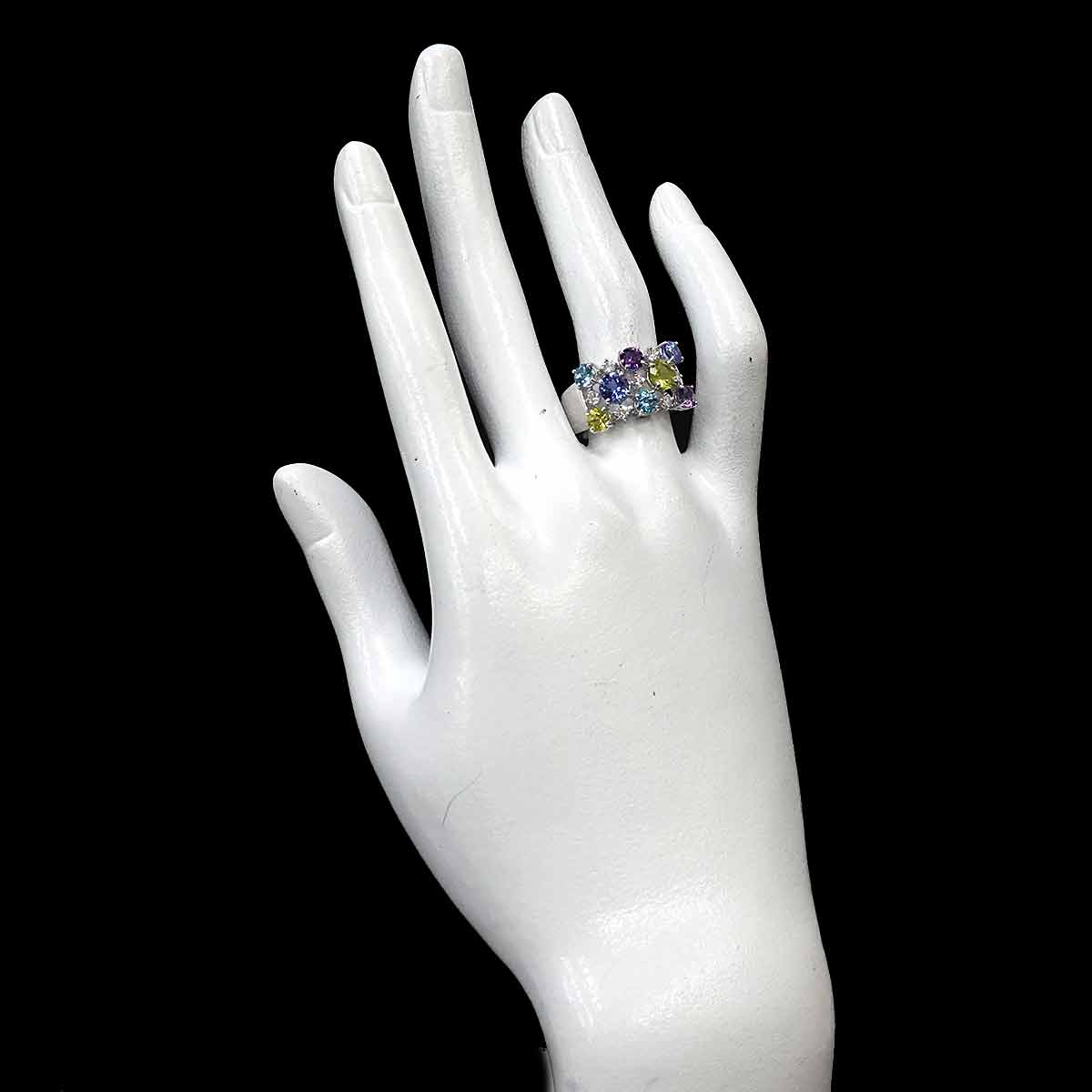 Multi Stone Diamond 0.29ct Ring 18K WG 750 Size6.75(US)