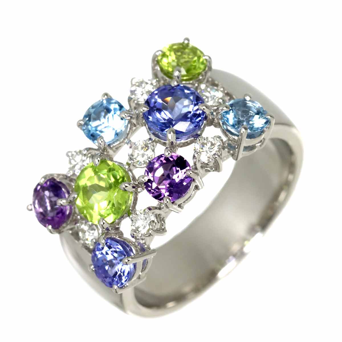 Multi Stone Diamond 0.29ct Ring 18K WG 750 Size6.75(US)