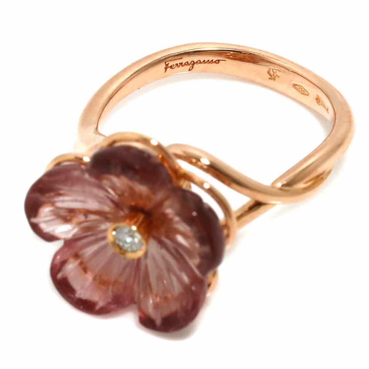 Diamond Ring 18K PG 750 Size6(US)