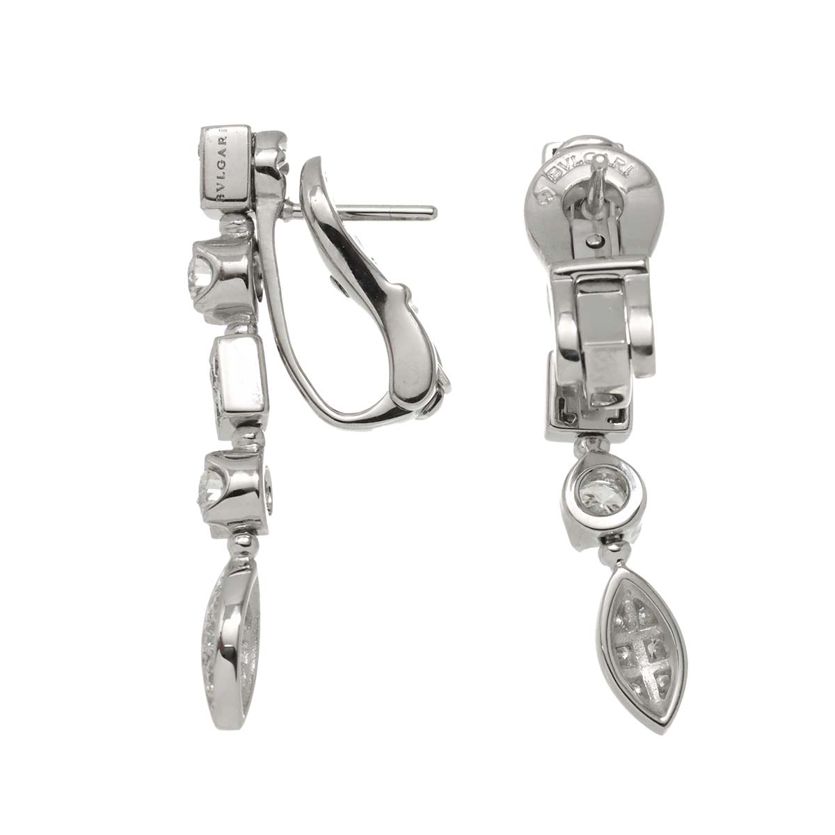 Diamond Earrings Pierced 18K White Gold 750