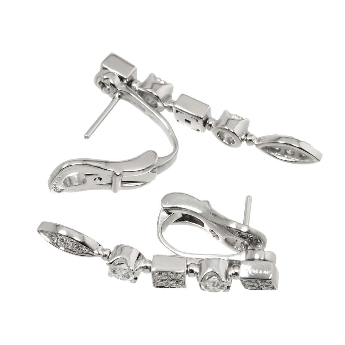 Diamond Earrings Pierced 18K White Gold 750