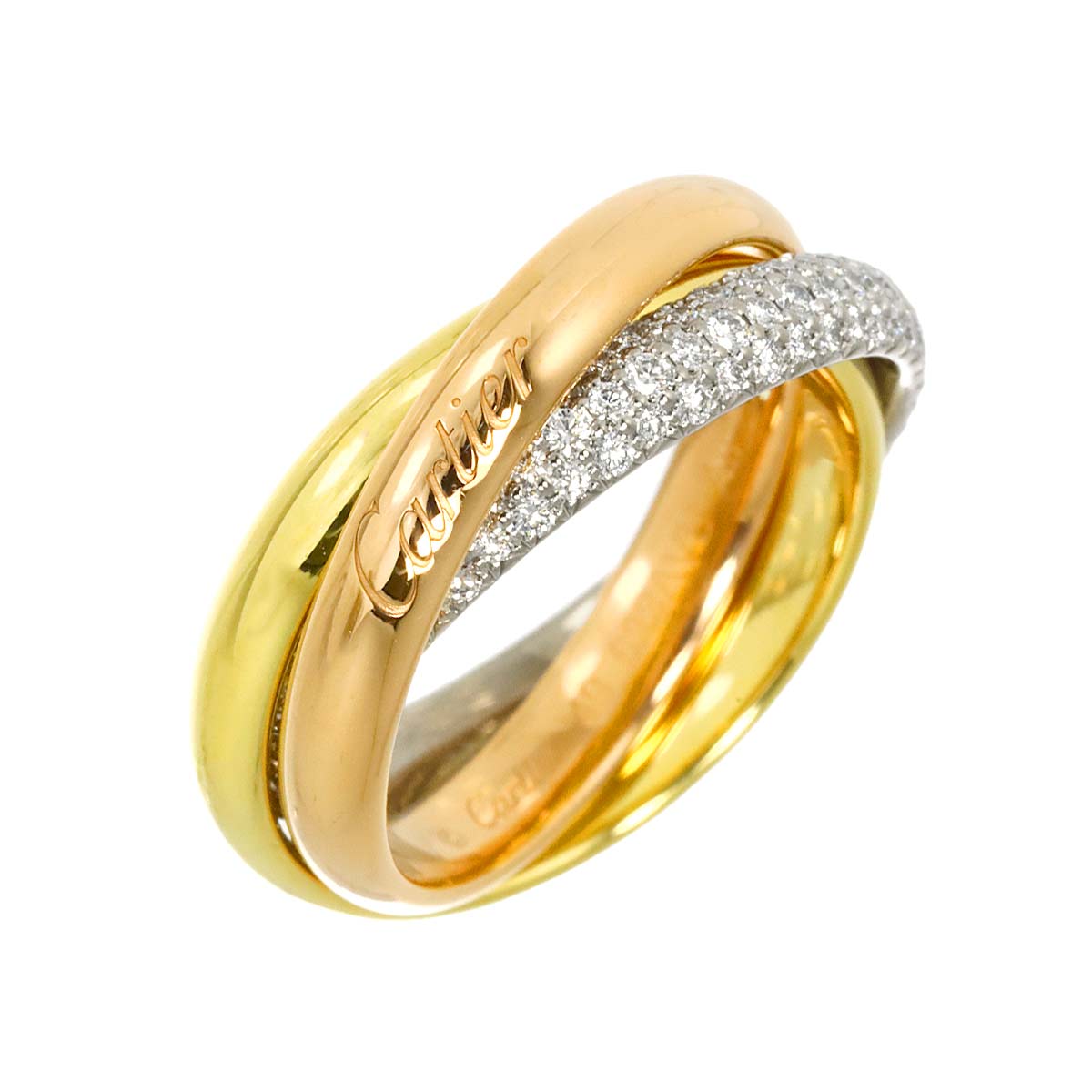 Trinity MM Diamond Ring 18K YG WG PG 750 Size49 4.75-5(US)
