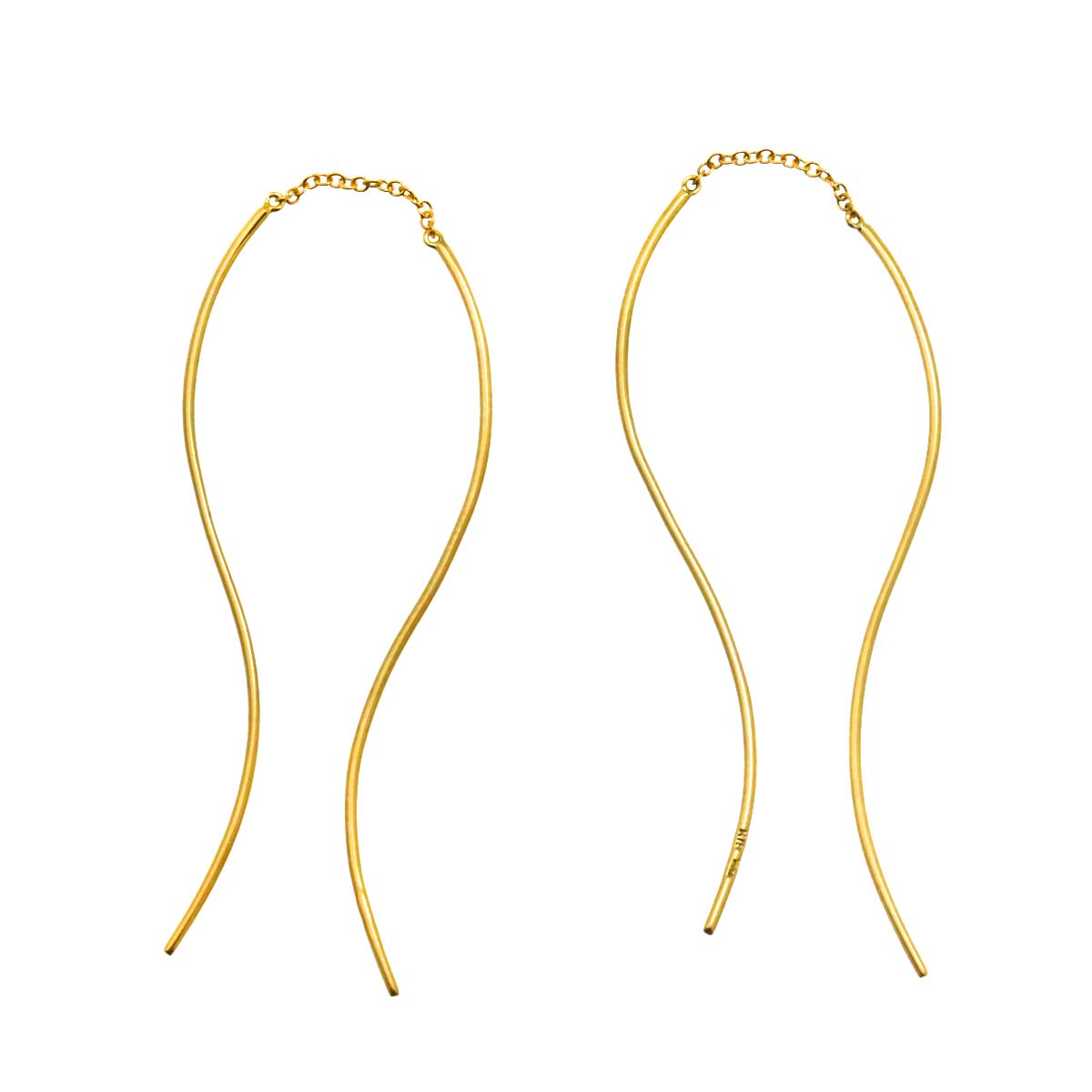 Hook chain Earrings Pierced 18K Yellow Gold 750