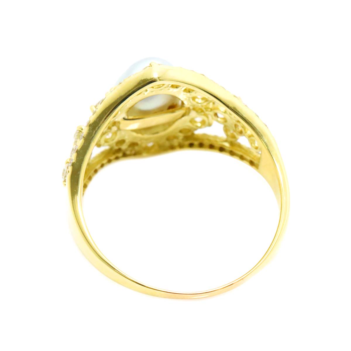 South Sea pearl Diamond 1.34ct Ring 18K K18 YG 750 8.75(US)