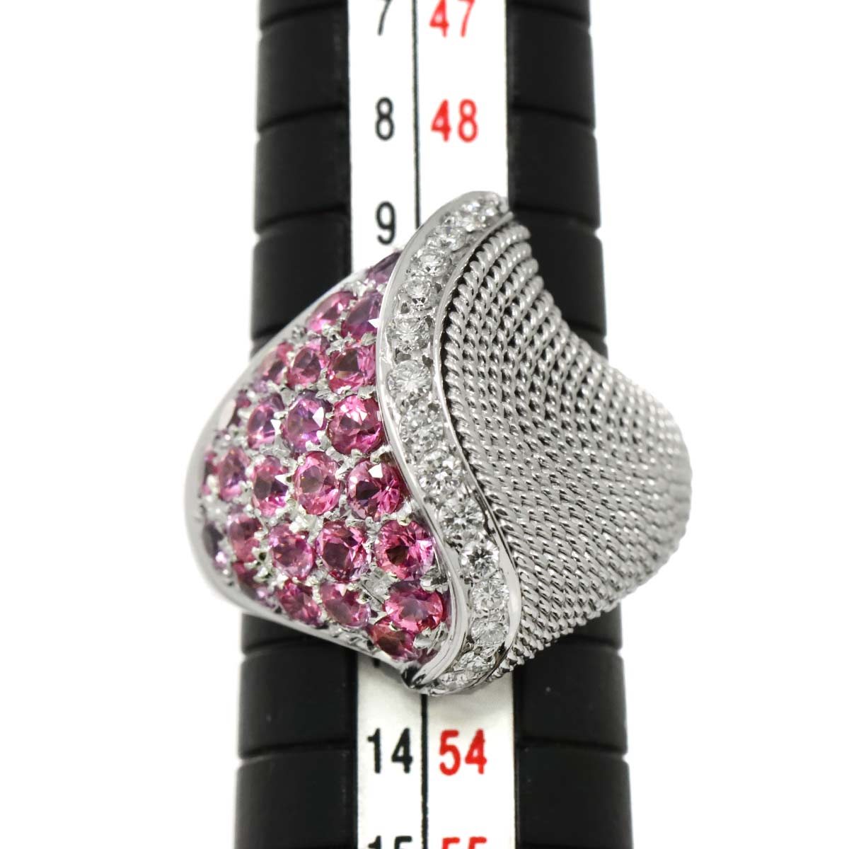 Sapphire Diamond Ring 18K K18 WG White Gold size6(US)