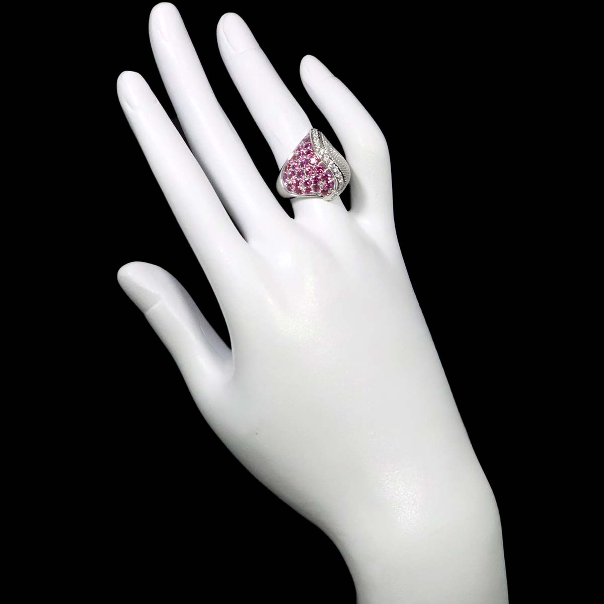 Sapphire Diamond Ring 18K K18 WG White Gold size6(US)