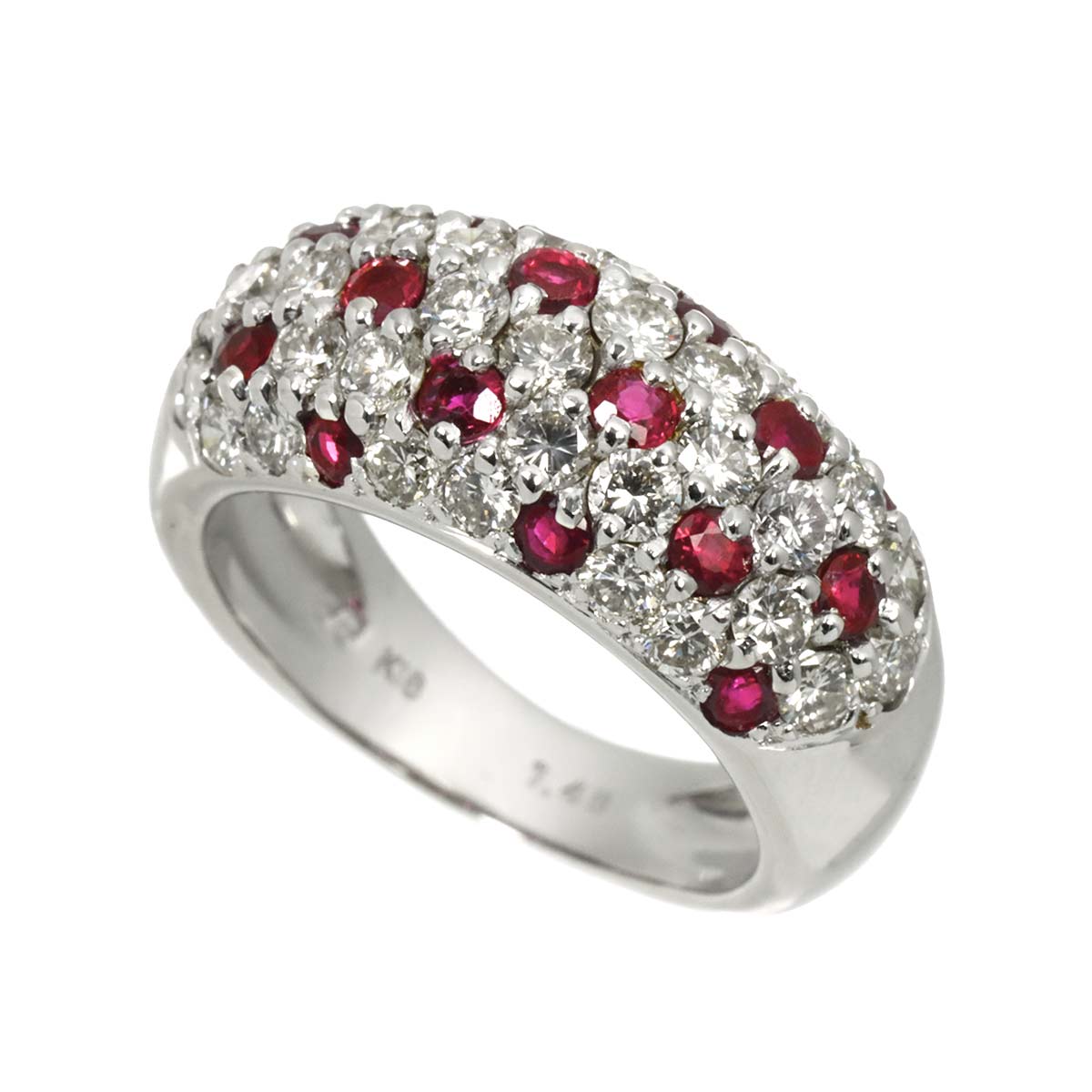 Ruby Diamond 1.48ct Ring 18K WG size5.5-5.75(US)