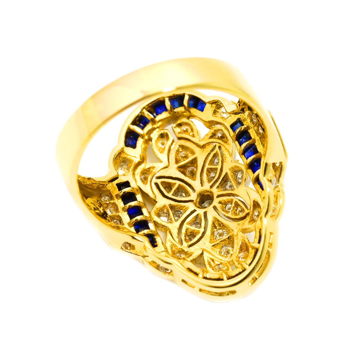 Sapphire 0.98ct Diamond 0.43ct Ring 18K YG Yellow Gold size7.5-7.75(US)