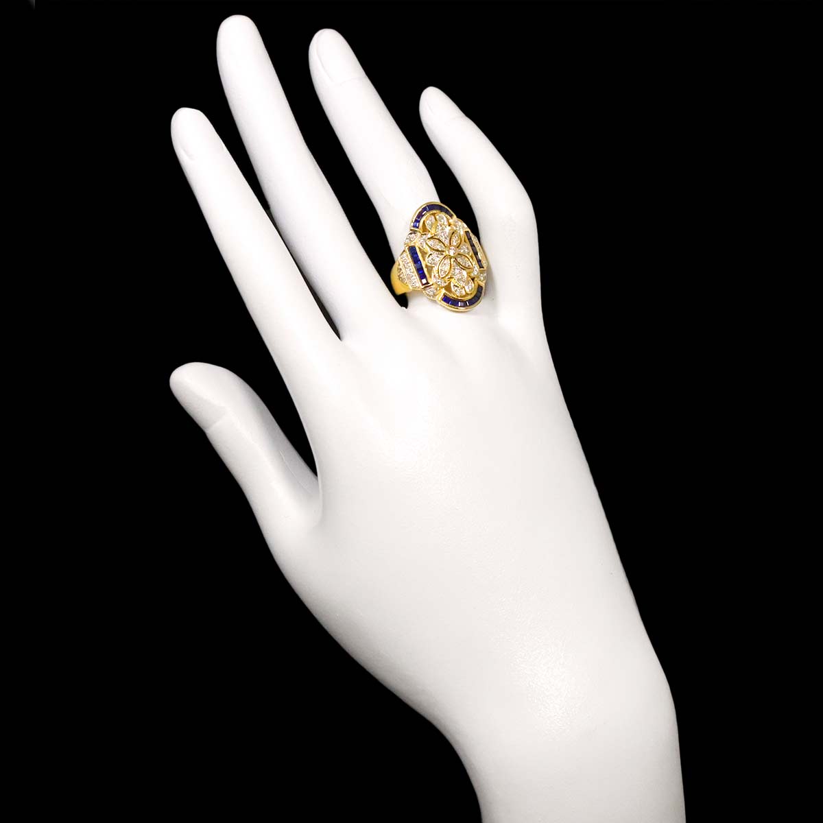 Sapphire 0.98ct Diamond 0.43ct Ring 18K YG Yellow Gold size7.5-7.75(US)