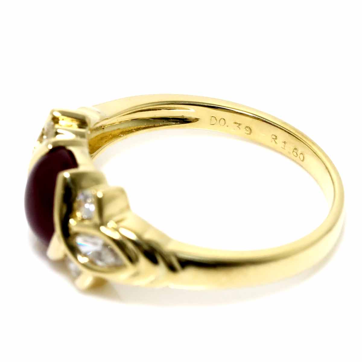 Ruby 1.60ct Diamond 0.39ct Ring 18K YG Size6.25-6.5(US)