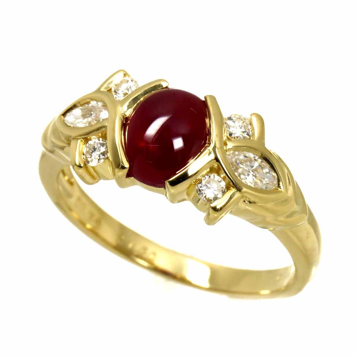 Ruby 1.60ct Diamond 0.39ct Ring 18K YG Size6.25-6.5(US)