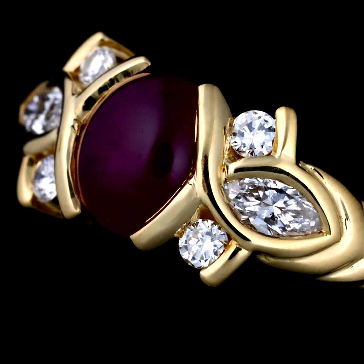 Ruby 1.60ct Diamond 0.39ct Ring 18K YG Size6.25-6.5(US)