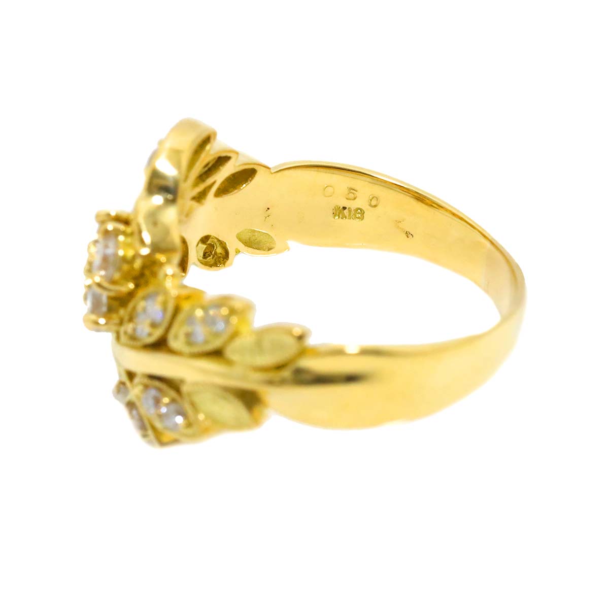 Diamond 0.50ct Ring 18K K18 YG Yellow Gold 750 size6(US)