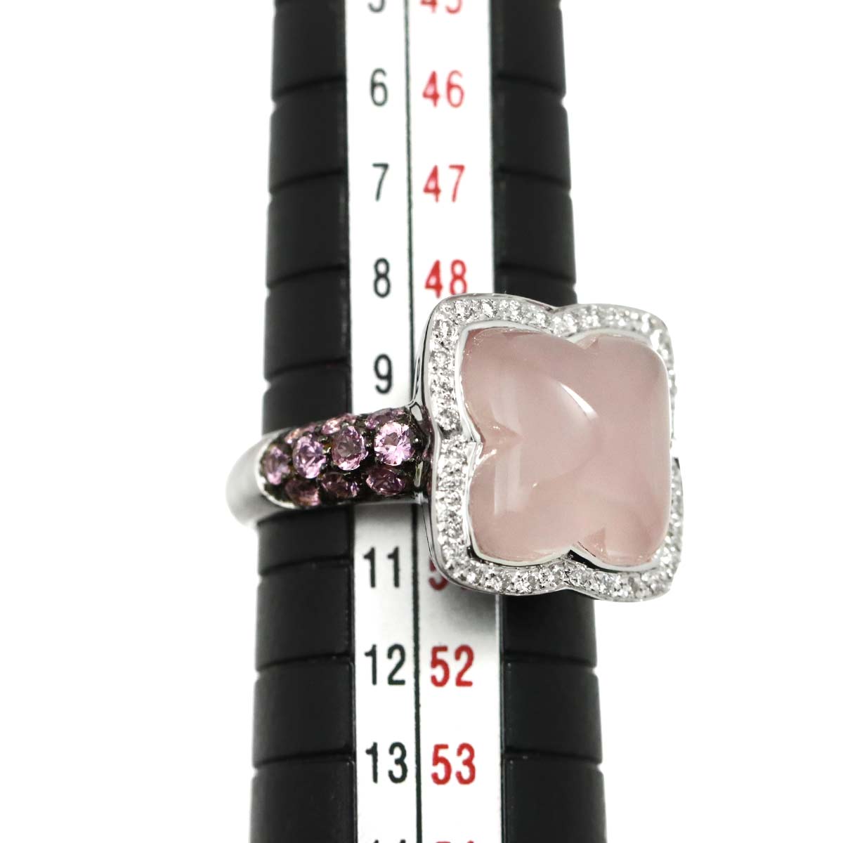 Quartz 5.88ct Sapphire 0.77ct Diamond 0.16ct Ring 750 WG size5.25(US)