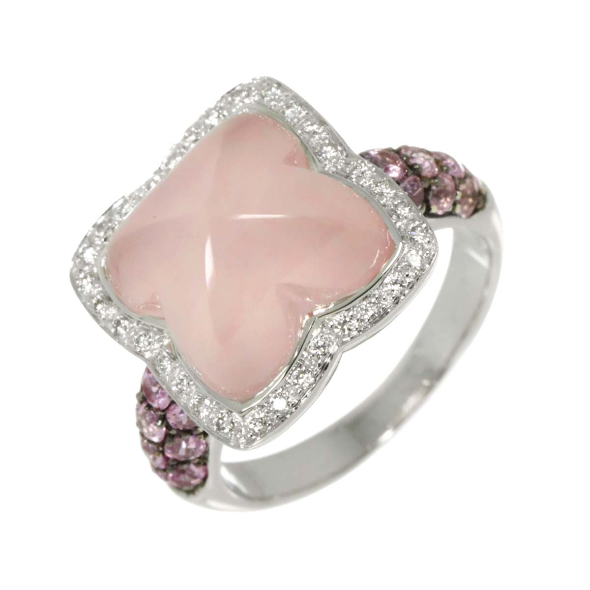 Quartz 5.88ct Sapphire 0.77ct Diamond 0.16ct Ring 750 WG size5.25(US)