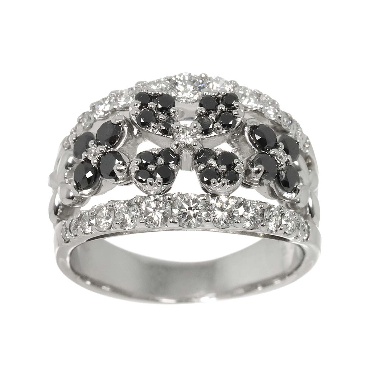 Black Diamond 0.51 Diamond 0.79 Ring K18 WG White Gold size5.75-6(US)