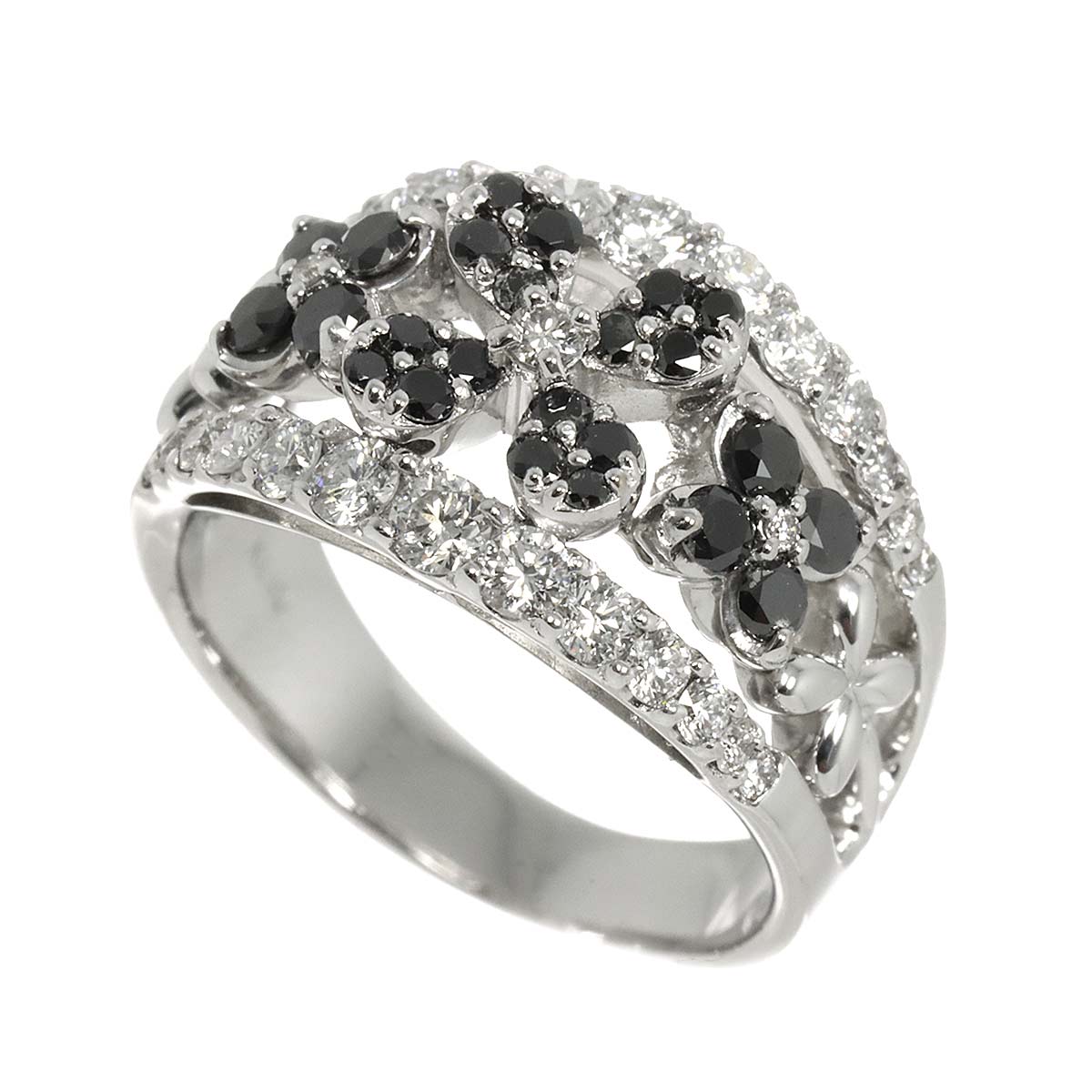 Black Diamond 0.51 Diamond 0.79 Ring K18 WG White Gold size5.75-6(US)