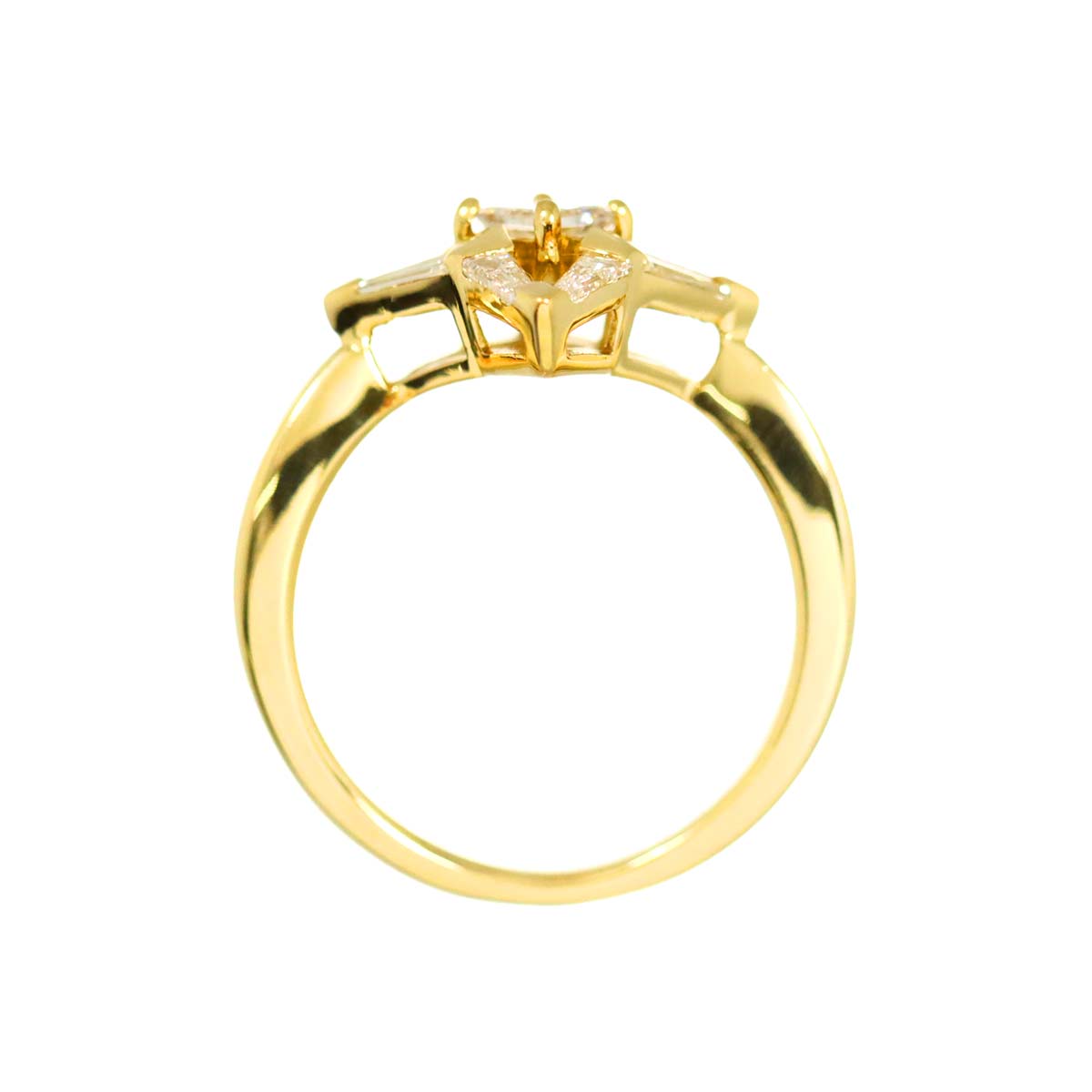 Diamond 0.30ct/0.21ct Ring 18K K18 YG Yellow Gold 750 size4-4.5(US)
