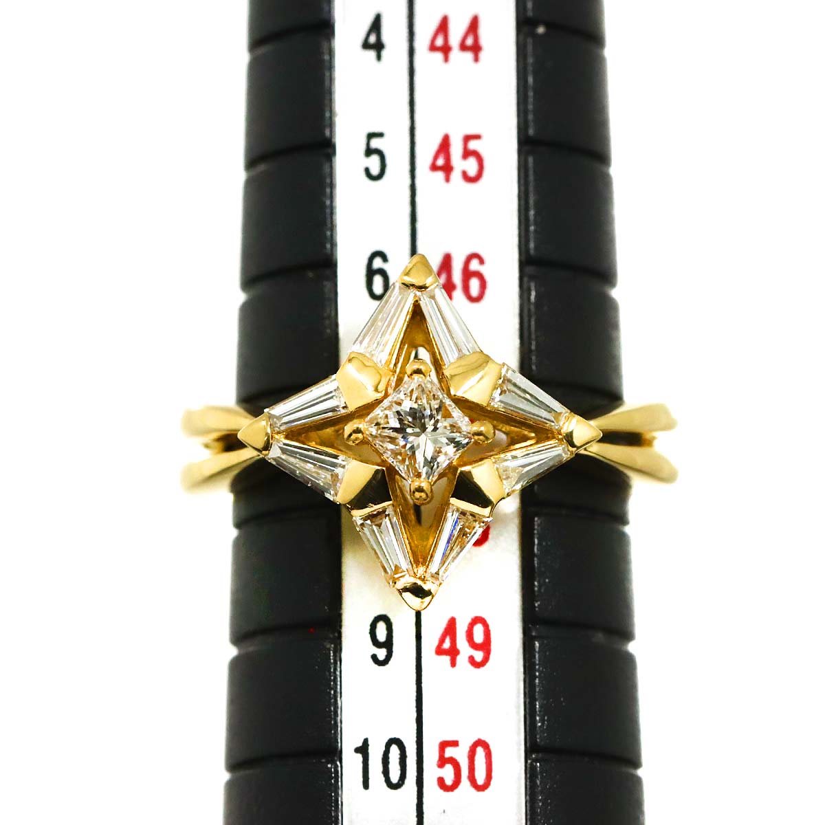 Diamond 0.30ct/0.21ct Ring 18K K18 YG Yellow Gold 750 size4-4.5(US)