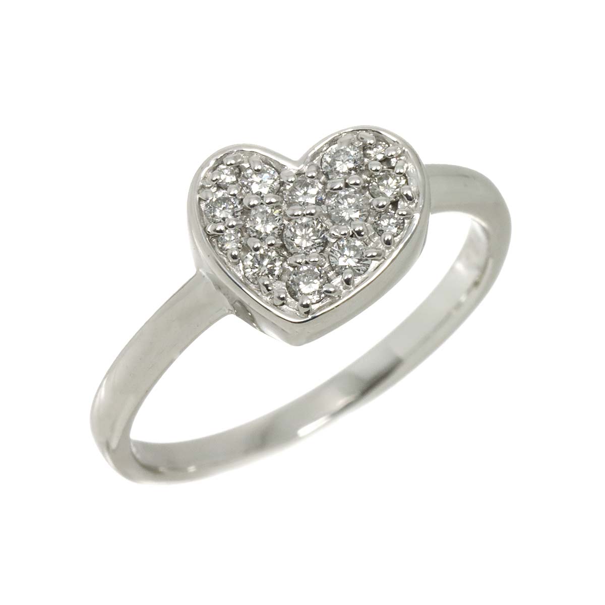 Diamond 0.24ct Ring 18K K18 WG White Gold size6.5-6.75(US)