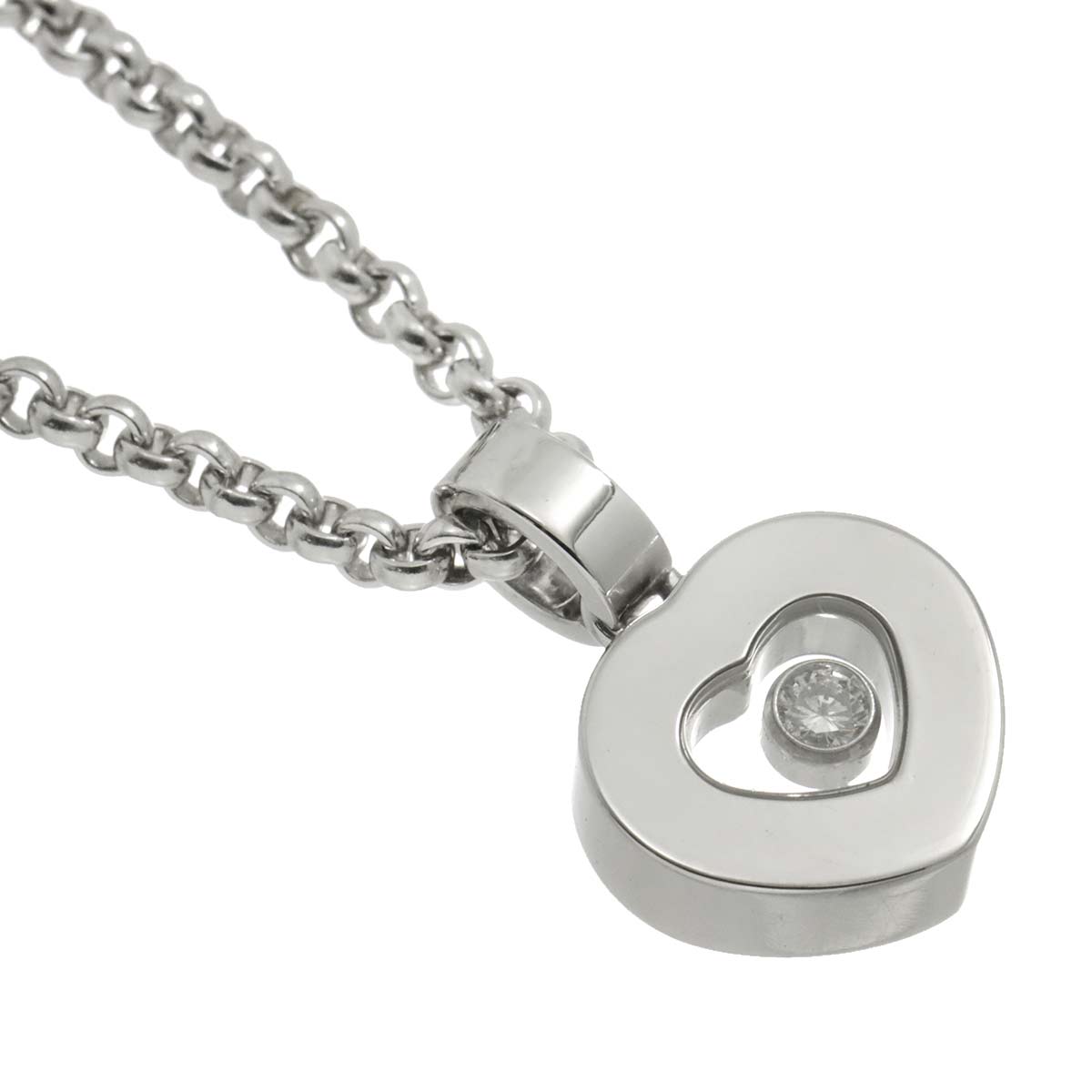 Happy Diamond Heart Necklace 18K White Gold 750