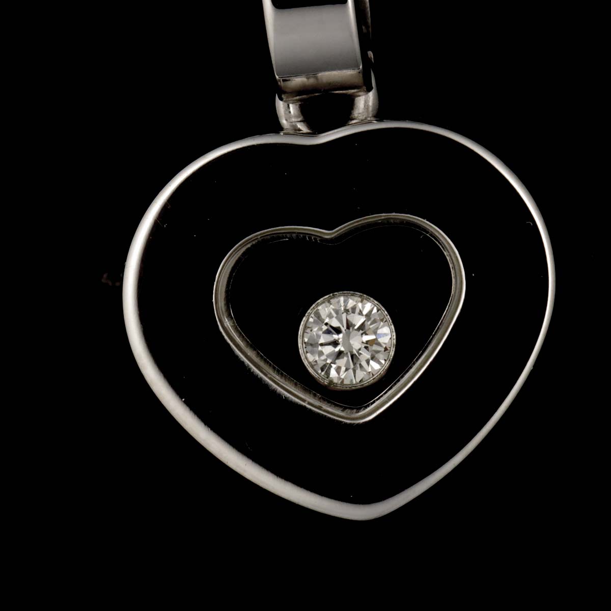 Happy Diamond Heart Necklace 18K White Gold 750