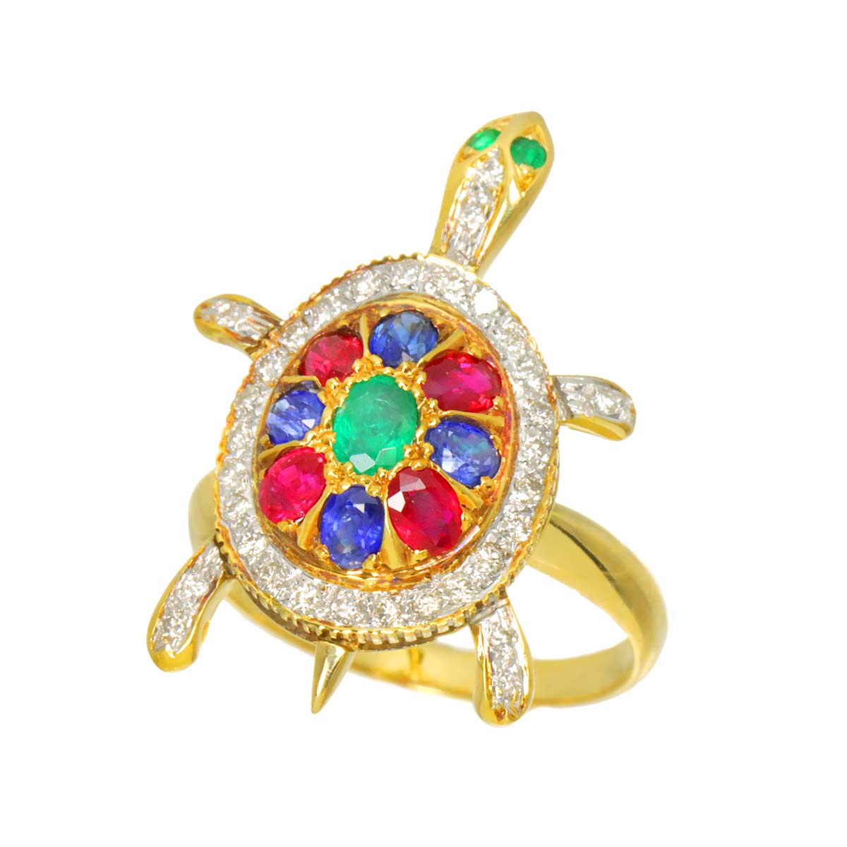 Multi Stone 1.50ct Diamond 0.24ct Ring 18K YG 750 Size6(US)