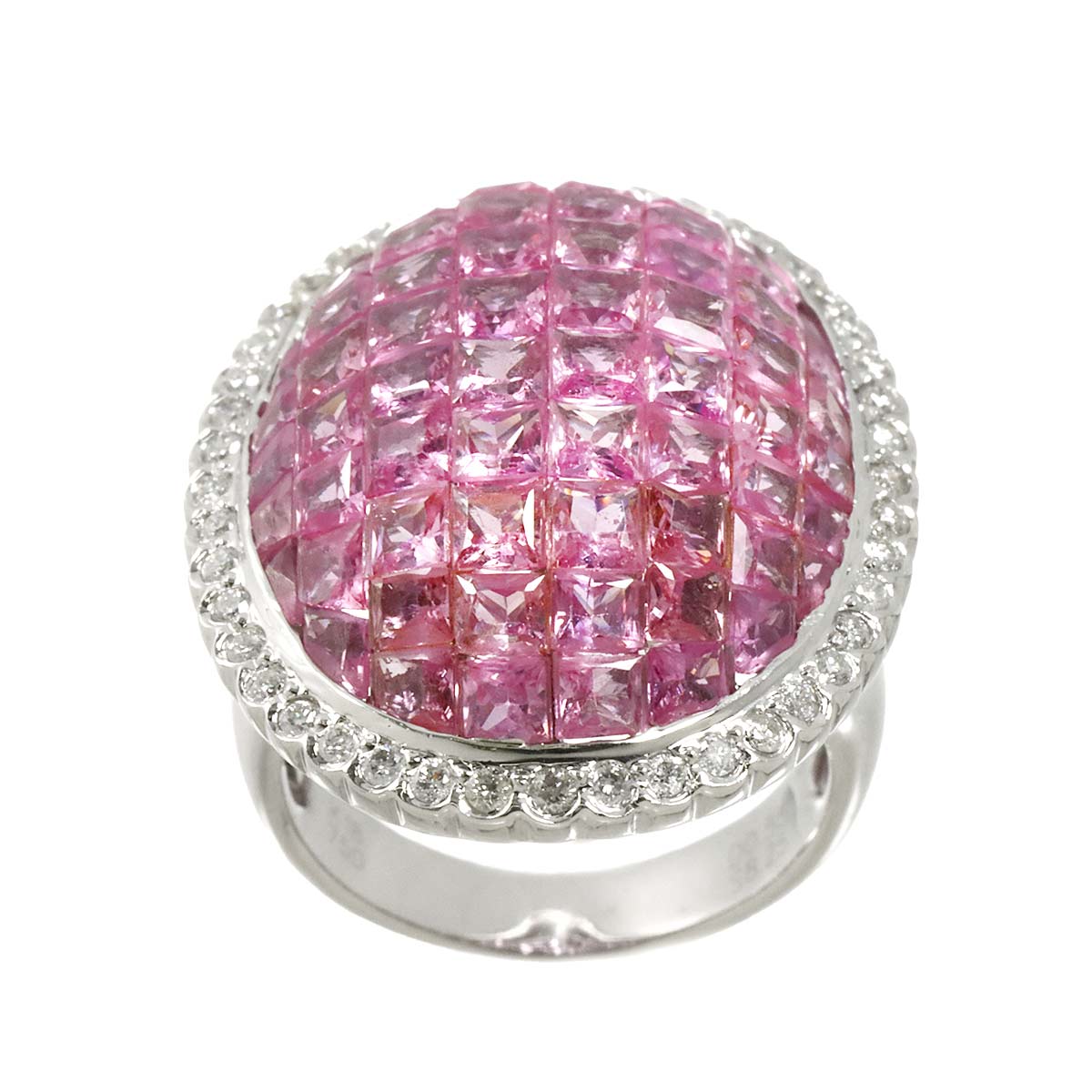 Sapphire 8.25ct Diamond 0.55ct Ring 18K WG 750 size6.25-6.5(US)