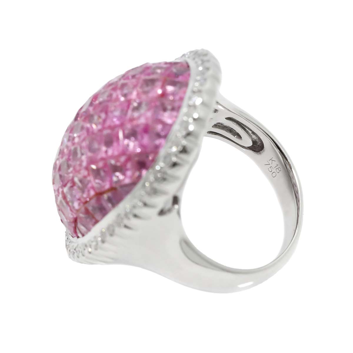 Sapphire 8.25ct Diamond 0.55ct Ring 18K WG 750 size6.25-6.5(US)