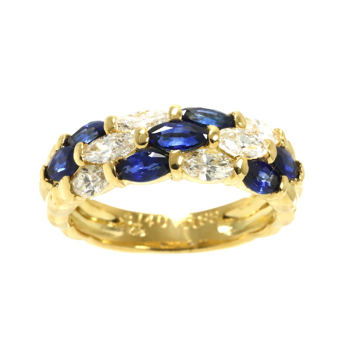 Sapphire 1.40ct Diamond 0.88ct Ring 18K YG Yellow Gold size6-6.25(US)