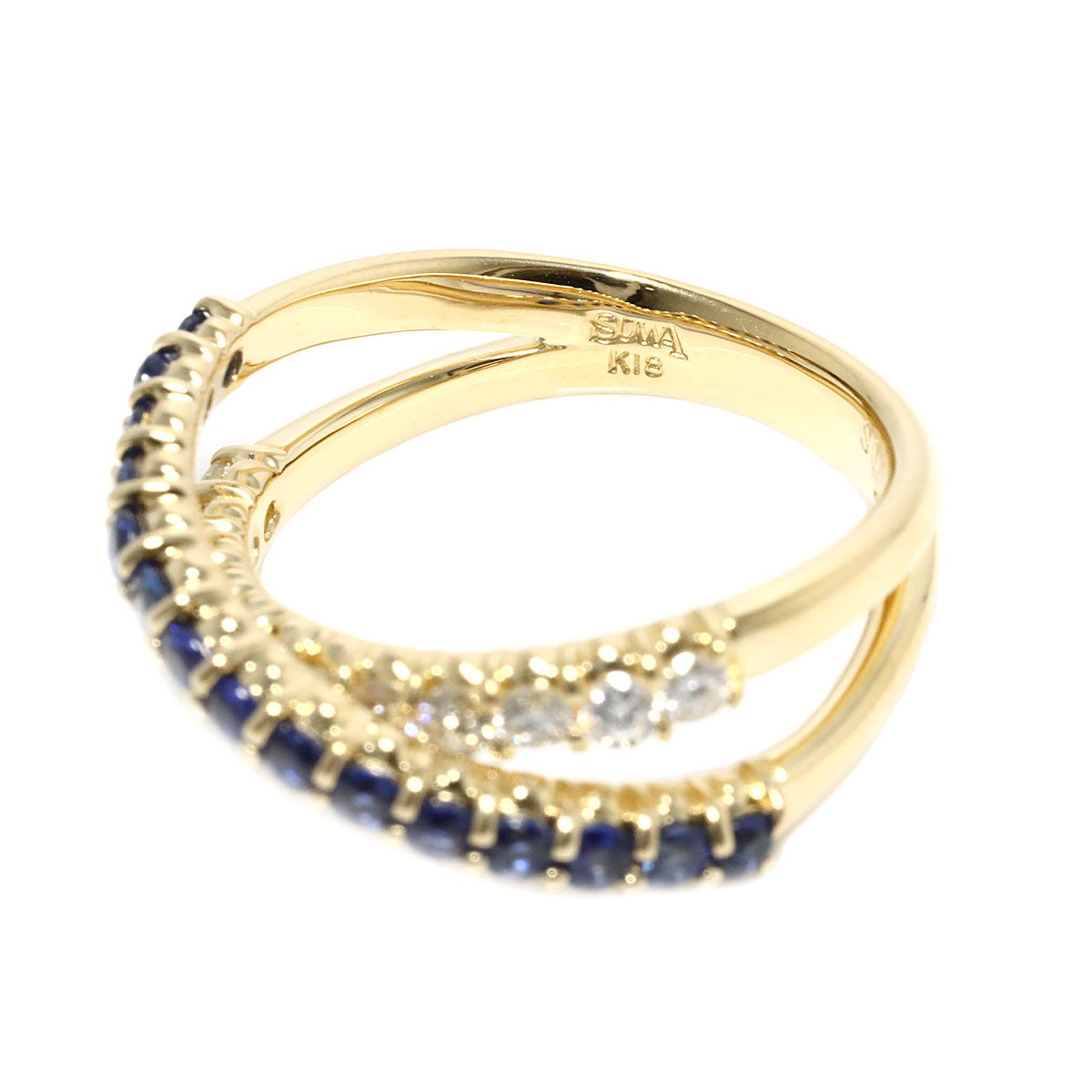 Sapphire 0.77ct Diamond 0.48ct Ring 18K YG 750 Size6(US)