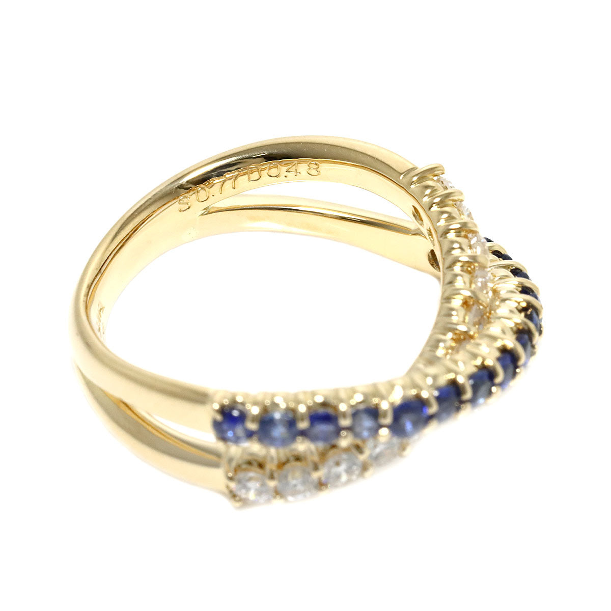 Sapphire 0.77ct Diamond 0.48ct Ring 18K YG 750 Size6(US)