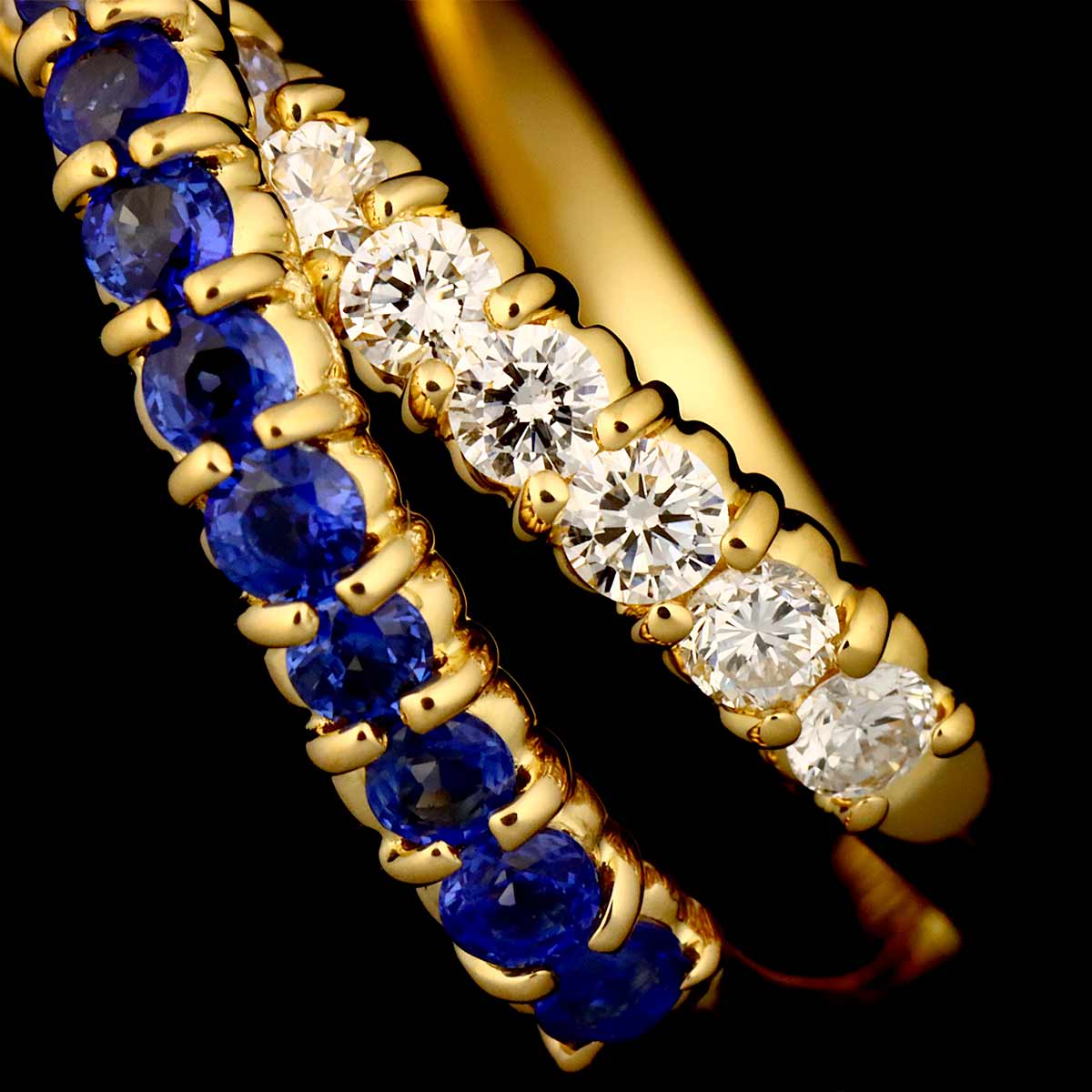 Sapphire 0.77ct Diamond 0.48ct Ring 18K YG 750 Size6(US)