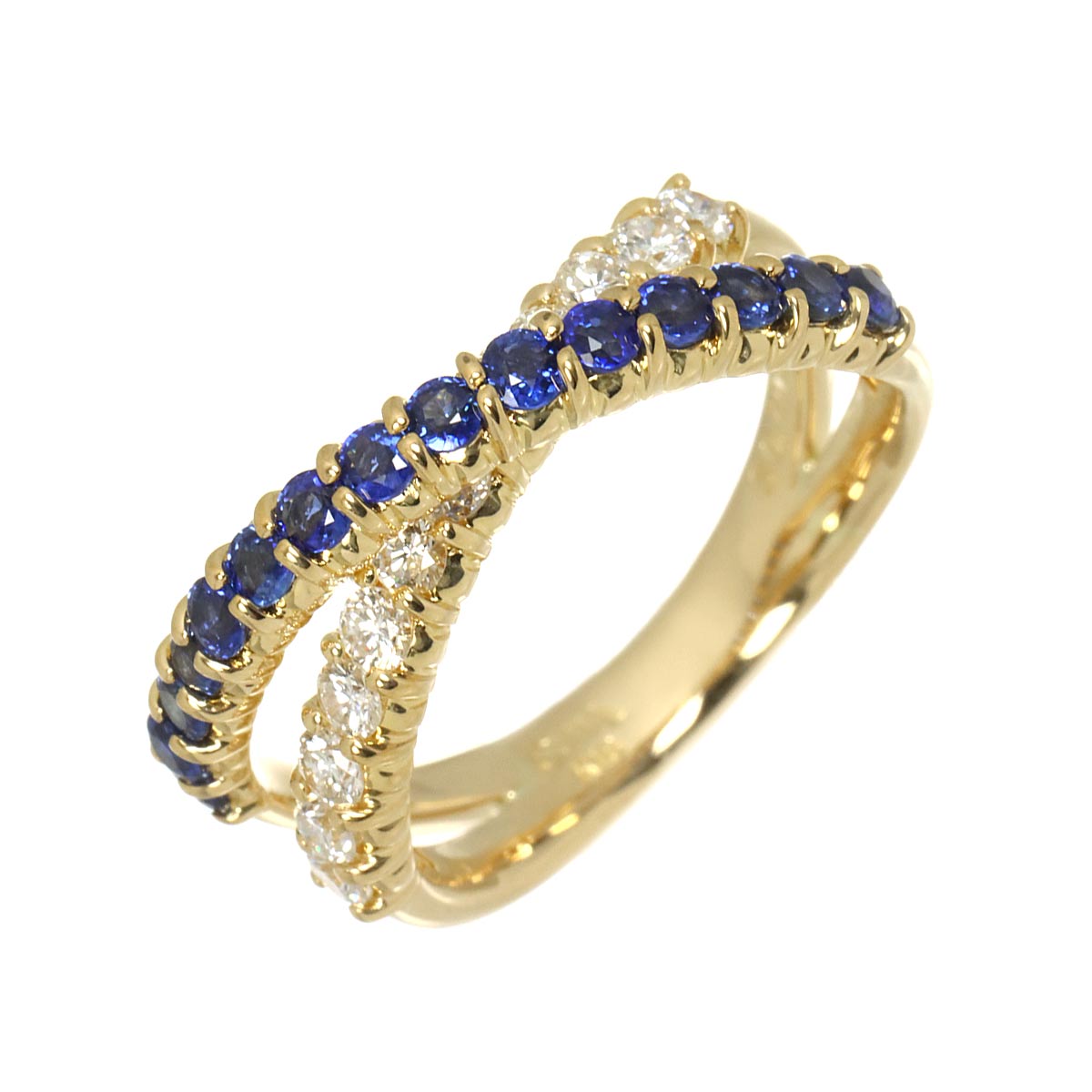 Sapphire 0.77ct Diamond 0.48ct Ring 18K YG 750 Size6(US)