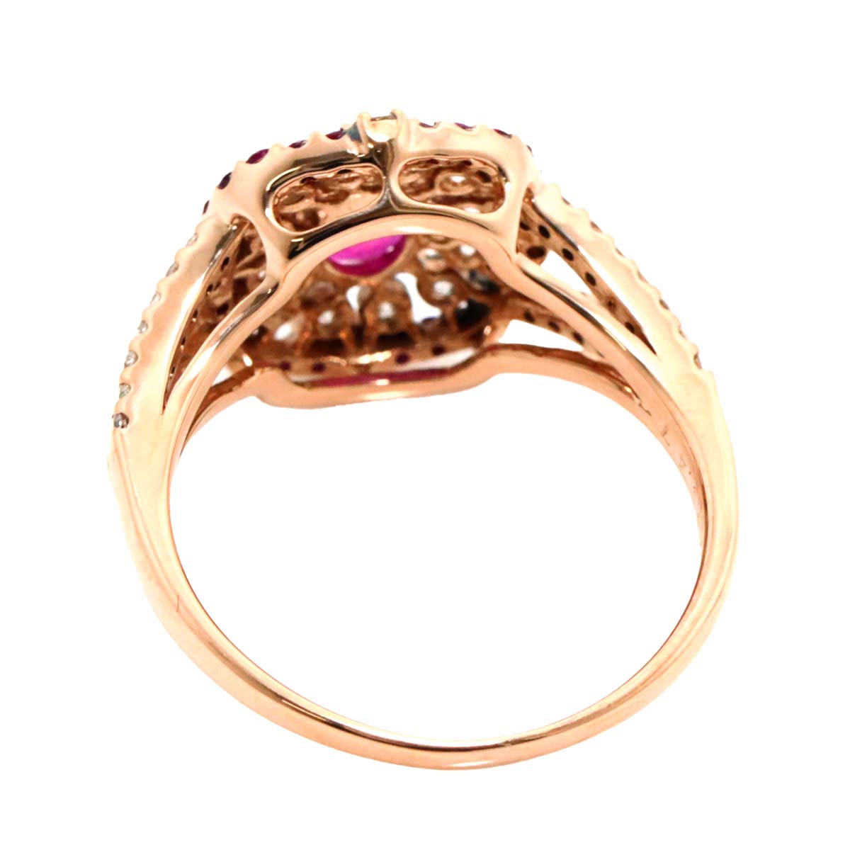 Ruby 0.48ct/0.14ct Diamond Ring 18K PG Pink Gold 750 Size6.25-6.5(US)
