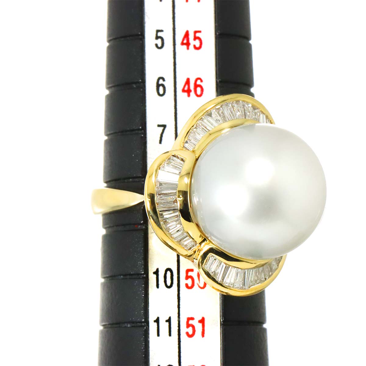 South Sea pearl 12.7mm Diamond 0.56ct Ring 18K K18 YG 750 4.5(US)